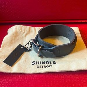Shinola gun metal gray wide double wrap leather bracelet.
